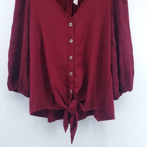 Vanessa Virginia Lenora Vintage Inspired Boho Floral Embroidered Tie Front Top S - Picture 5 of 16